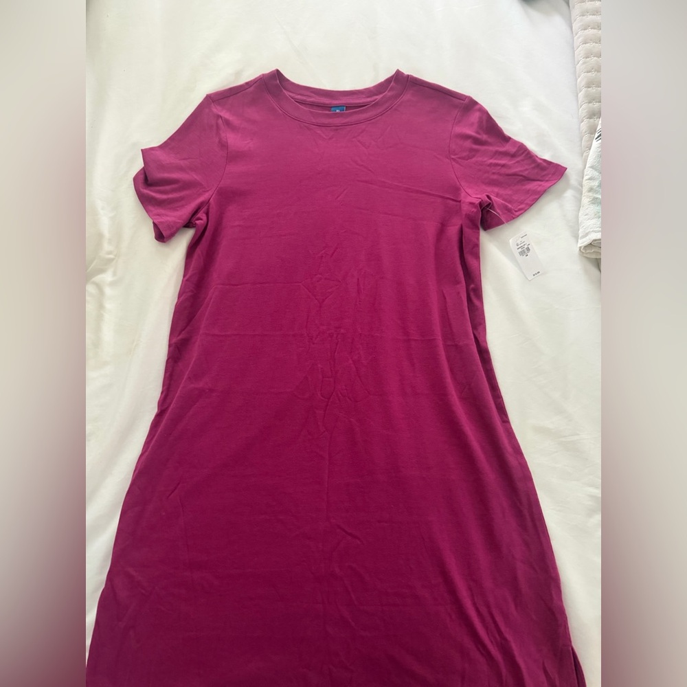 Old Navy Short Sleeve Crewneck Mini Dress - Berry Pink
